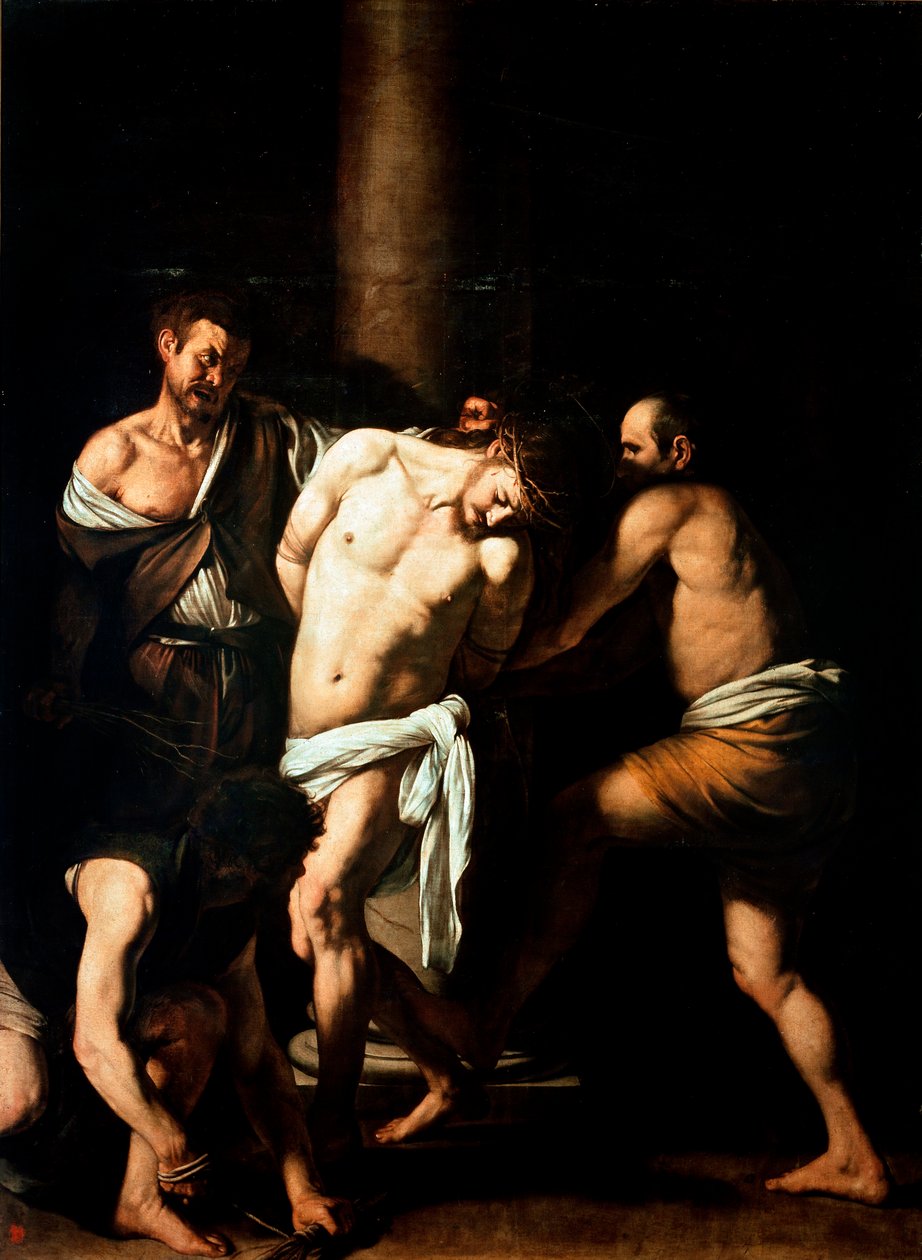 The pisking of Christ Maleri av Michelangelo Merisi kalt The Caravaggio or il Caravaggio (1571-1610) 1607-1610 Søn. 2,86x2,13 m Napoli, Capodimontes nasjonalmuseum av Michelangelo Merisi da Caravaggio