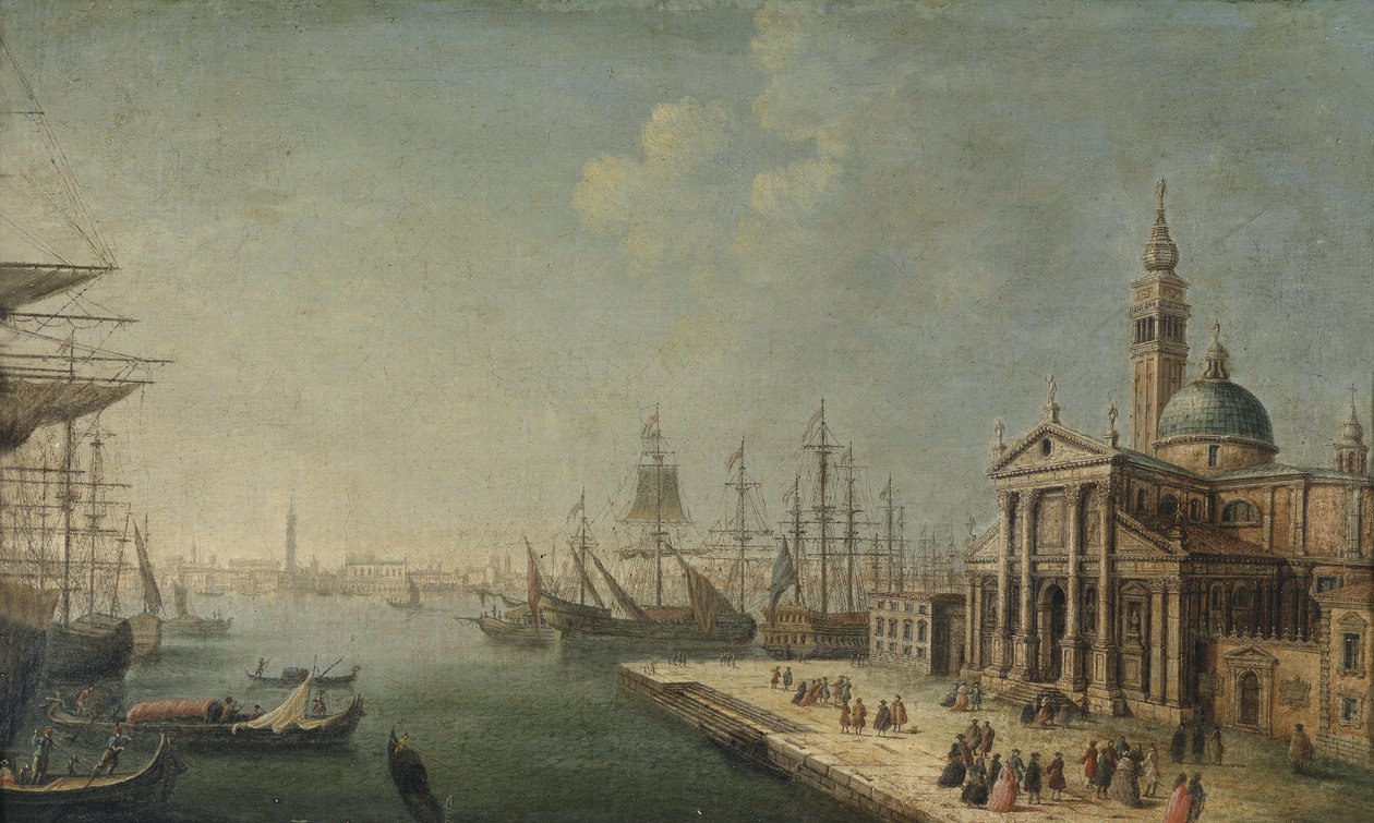 Utsikt over Bacino di San Marco fra kirken og øya San Giorgio Maggiore av Michele Marieschi