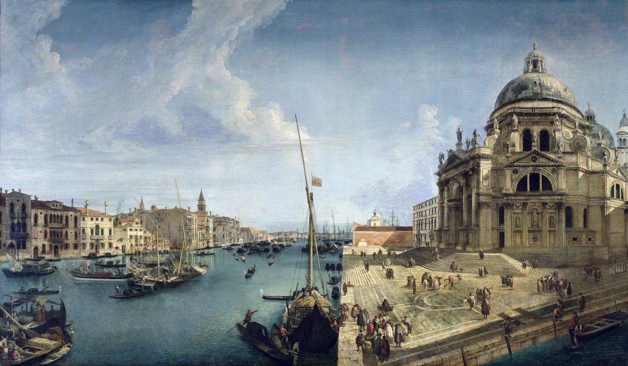 Inngang til Canal Grande og Santa Maria della Salute, Venezia av Michele Marieschi