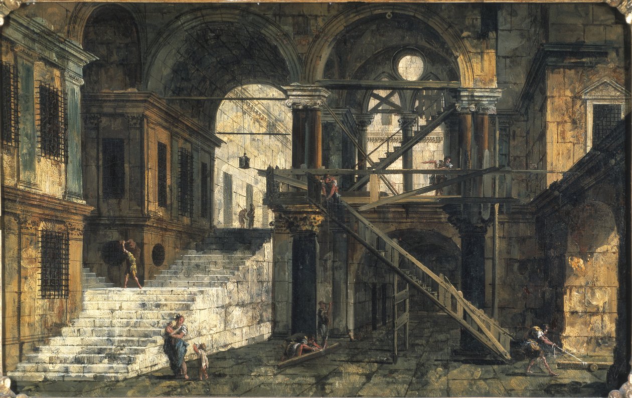 Trapperom i et renessansehus, ca. 1741-42 av Michele Marieschi