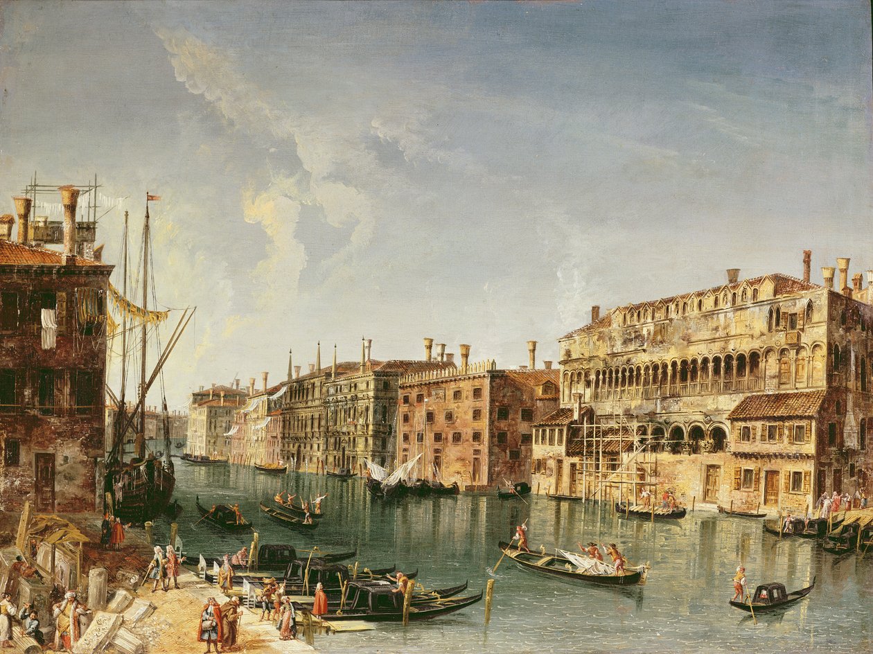 Venezia, Canal Grande og Fondaco dei Turchi av Michele Marieschi