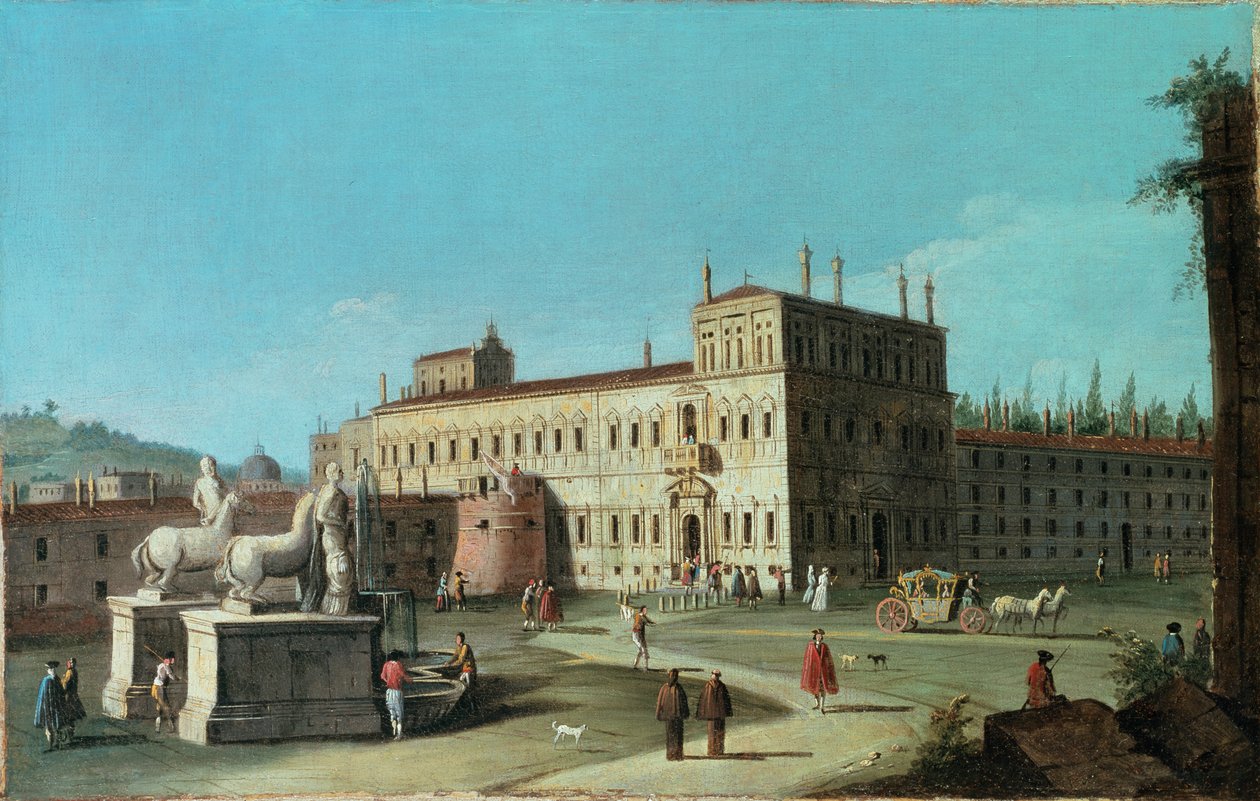 Utsikt over Palazzo del Quirinale, Roma av Michele Marieschi