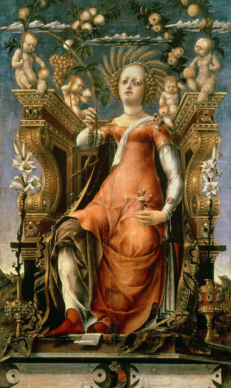 The Muse Thalia (Ceres Enthroned) (olje, tempera, tre) av Michele Pannonio