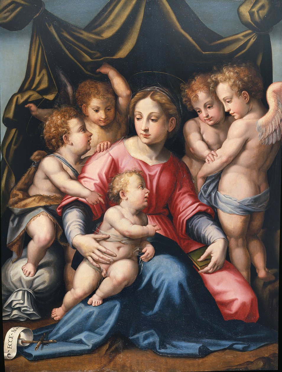 Madonna med Child, San Giovannino og Angels av Michele di Ridolfo Tosini