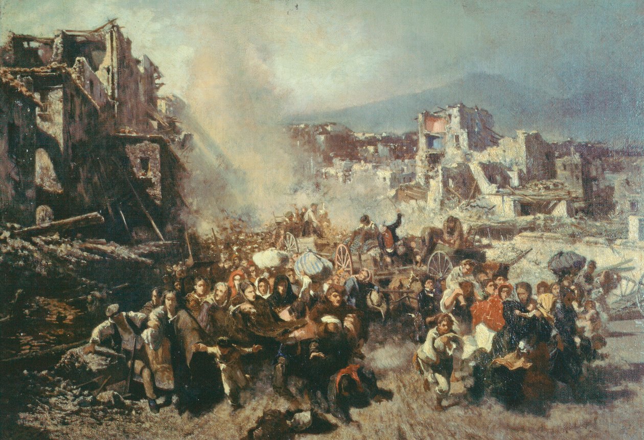 Jordskjelv i Torre Del Greco, av Michele Cammarano (1835-1920), olje på lerret av Michele Cammarano