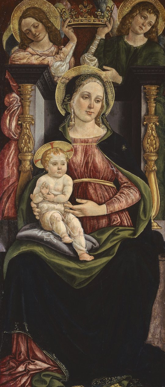 Jomfru og barn tronet med to engler som holder en krone, 1505-15 av Michele Ciampanti