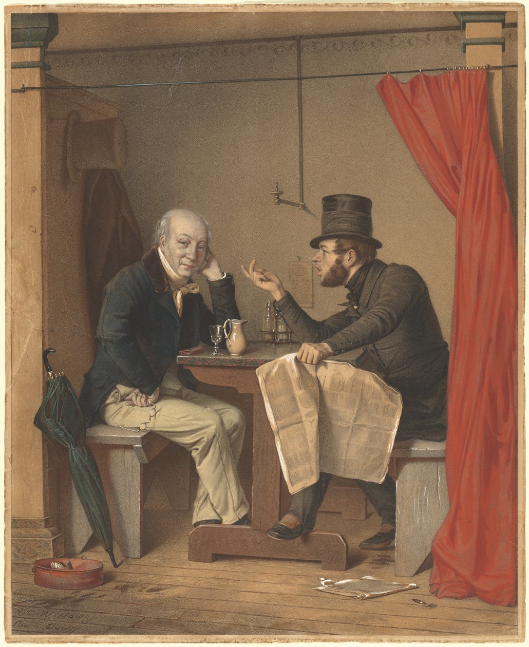 Politikk i et østershus av Michele Fanoli, after Richard Caton Woodville