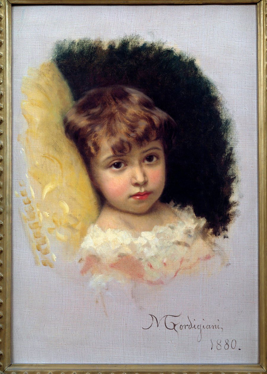 Barneportrettmaleri av Michel Gordigiani (1830-1909) 1880 Firenze, Museum of Modern Art av Michele Giordigiani