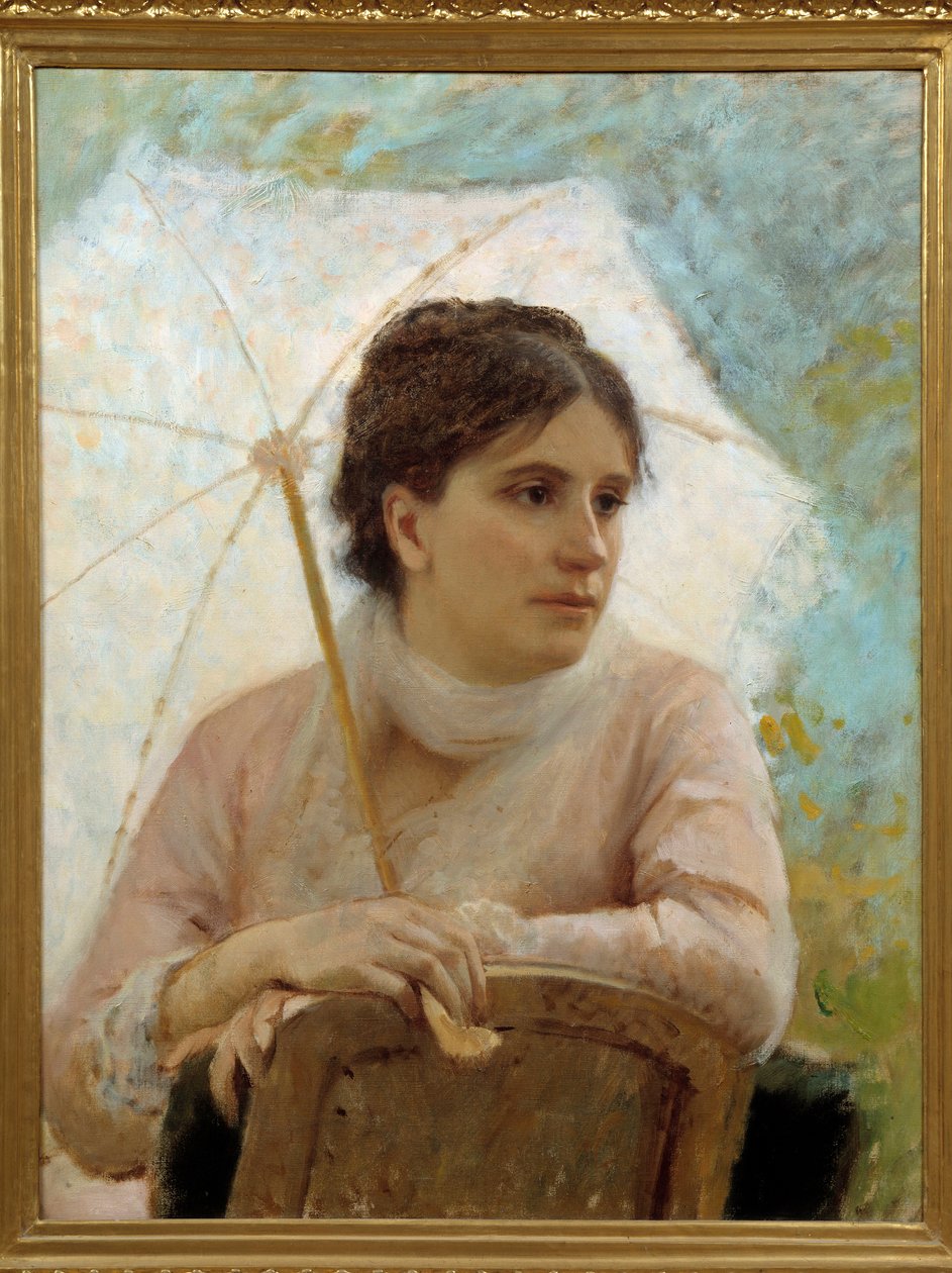 Portrett av Gabriella Coujere, kona til kunstneren. Maleri av Michele Gordigiani (1830-1909) av Michele Giordigiani
