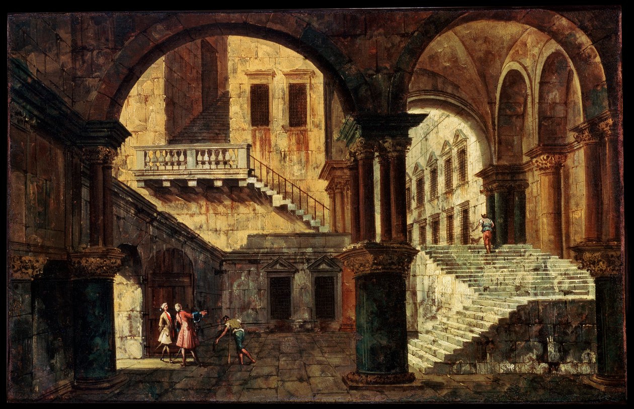 Gårdsplass med trapp, 1730-tallet av Michele Marieschi