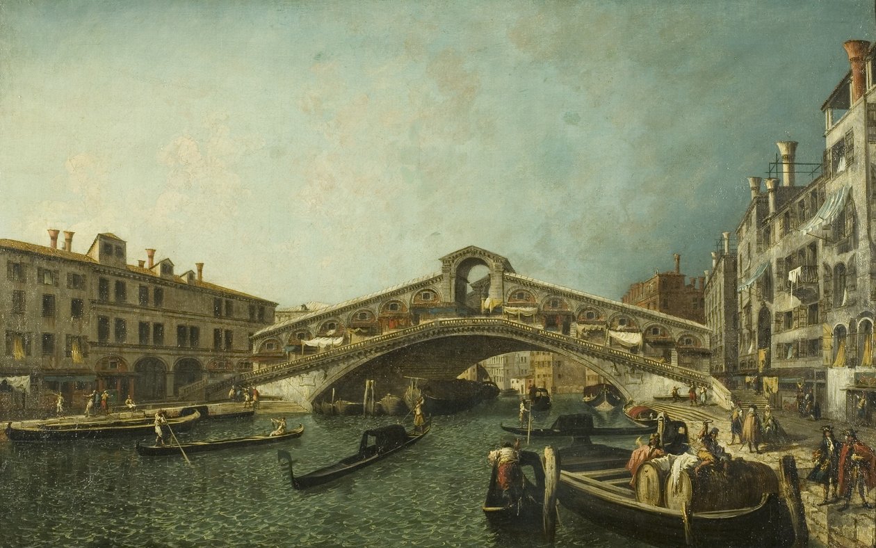 Rialtobroen, Venezia, ca. 1740 (olje på lerret) av Michele Marieschi