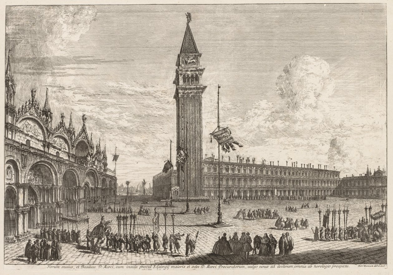 Utsikt over Venezia: Piazza og Piazzetta av Michele Marieschi