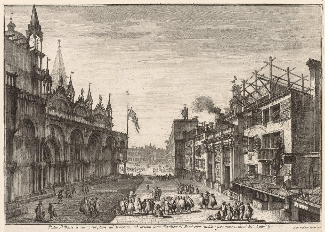 Utsikt over Venezia: Piazzetta S. Basso av Michele Marieschi