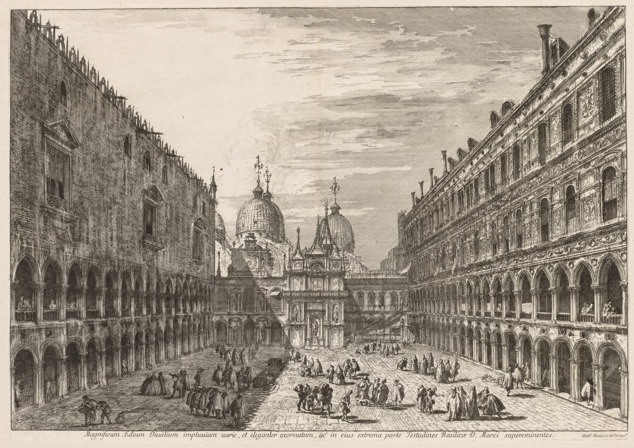 Utsikt over Venezia: Gårdsplassen til hertugpalasset av Michele Marieschi