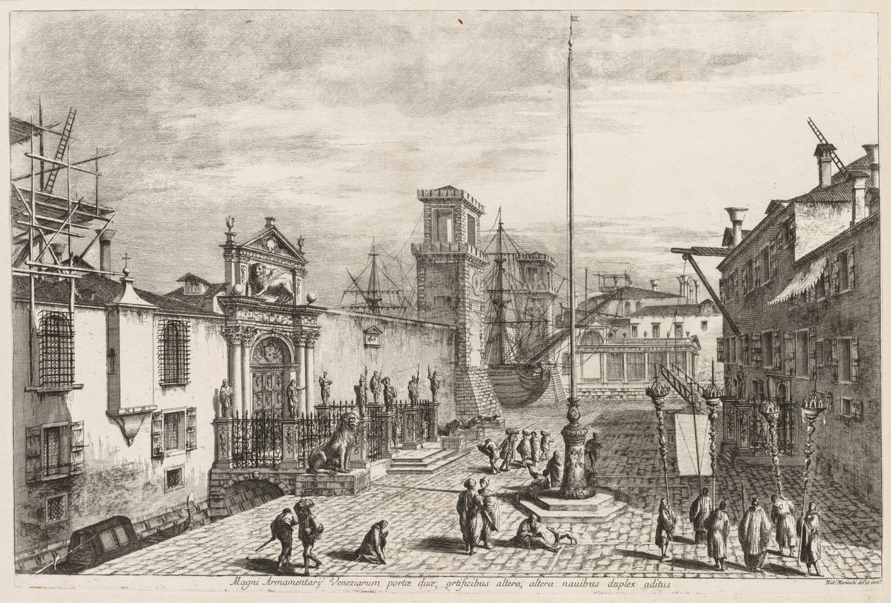 Utsikt over Venezia: The Gates of the Arsenal av Michele Marieschi