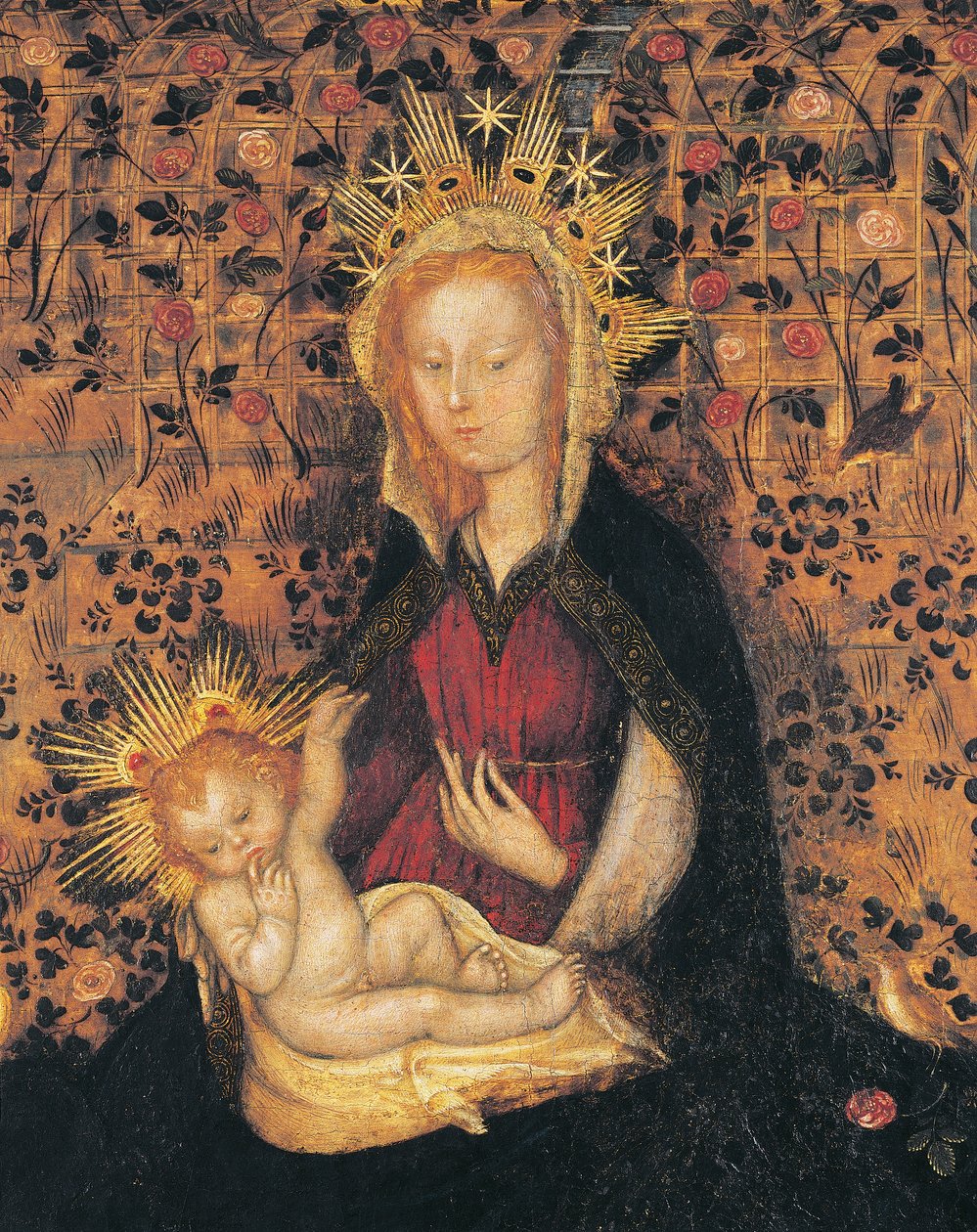 Virgin and Child, detalj fra Madonna of Rose Garden, av Michelino da Besozzo (ca 1370-1455) eller Stefano da Verona (ca 1374-1438), tempera på panel, 63x42 cm av Michelino Molinari da Besozzo
