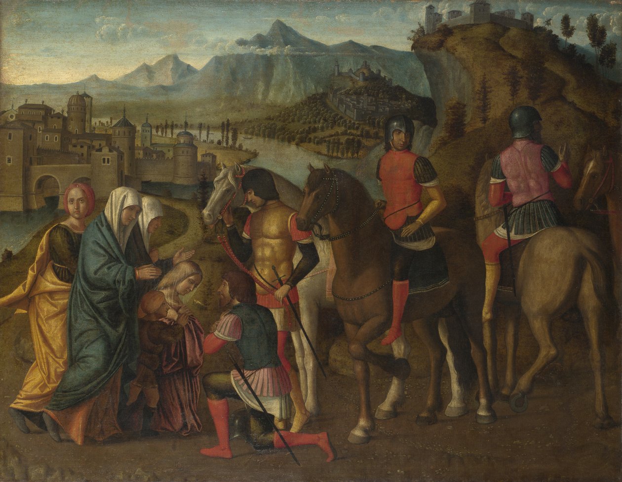 Coriolanus overtalt av familien til å skåne Roma, ca. 1500 av Michelle da Verona