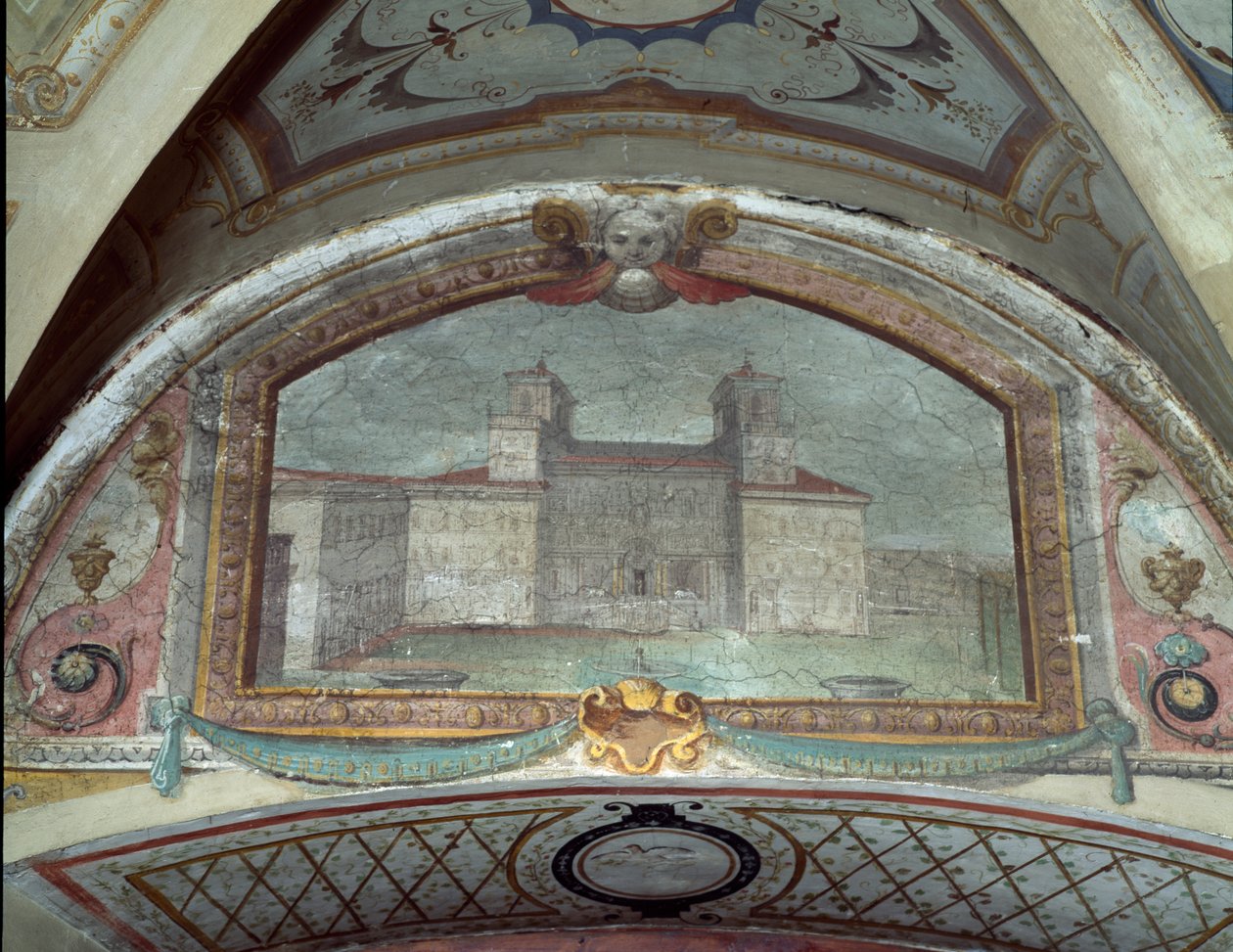 Detalj av et tak, Villa Medicea di Careggi fresco av Michelozzo di Bartolommeo