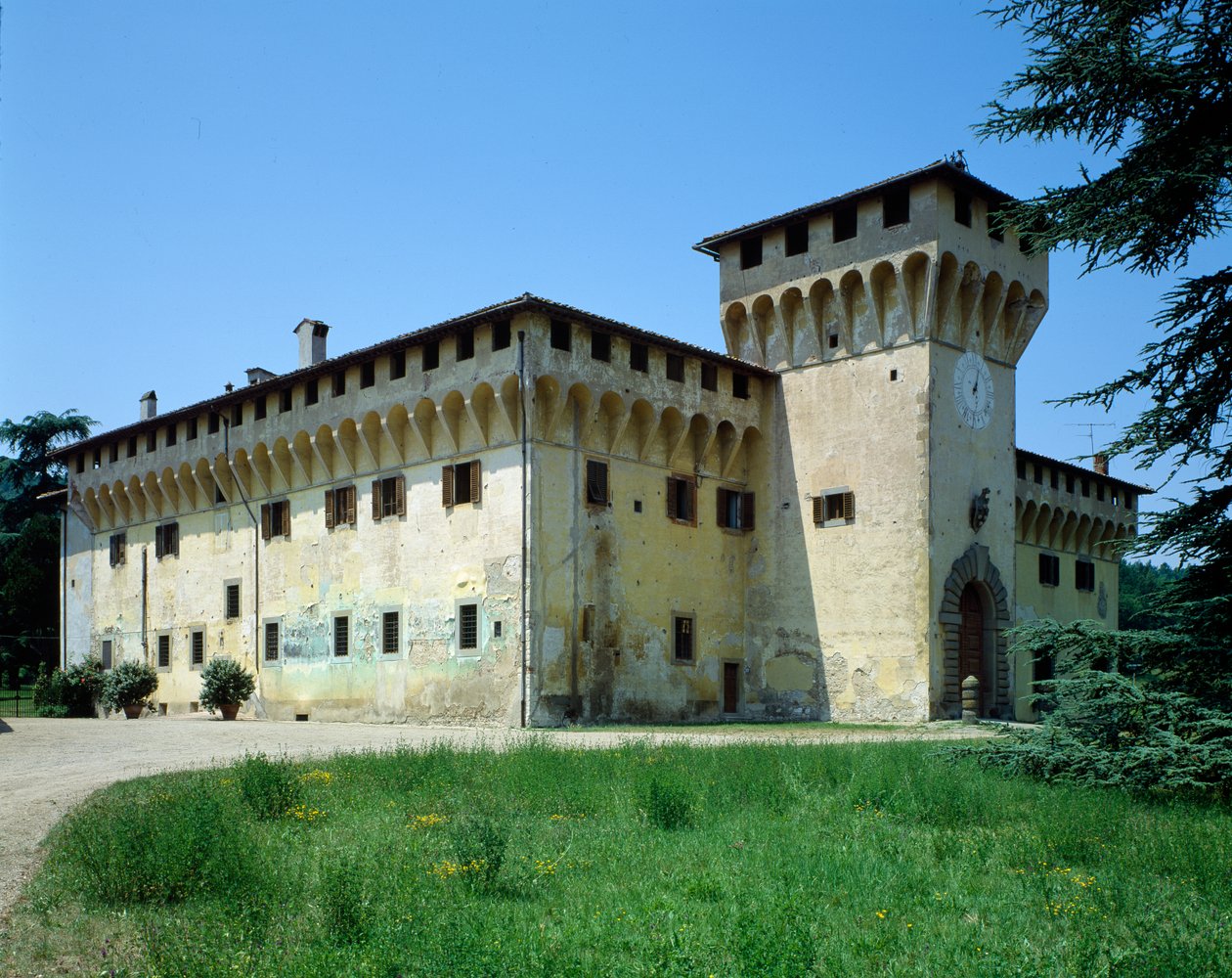 Medici Villa av Cafaggiolo, startet 1451 av Michelozzo di Bartolommeo