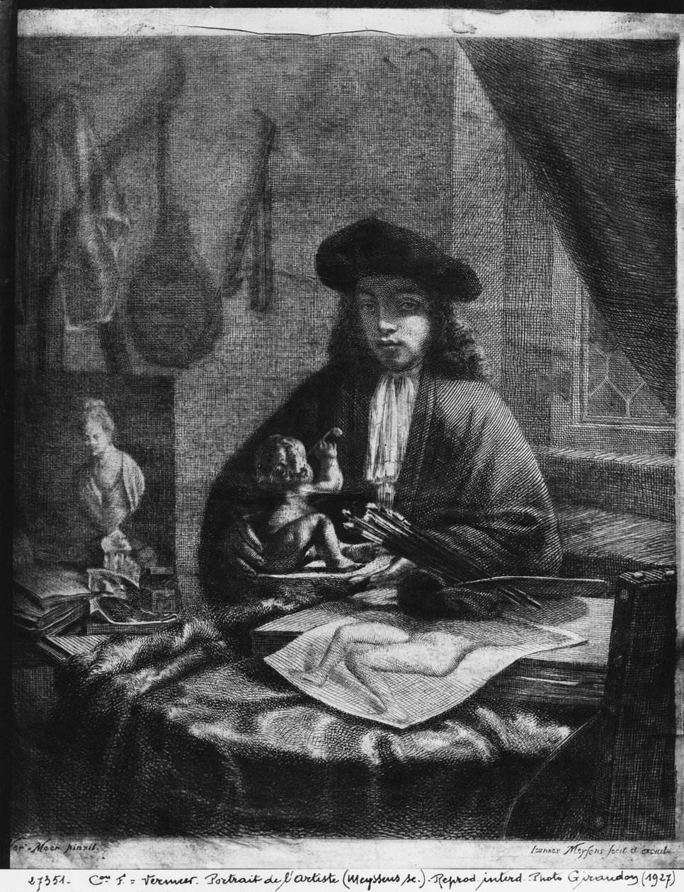 Portrett av en ung kunstner, gravert av Johannes Meyssens (1612-70) av Michiel van Musscher