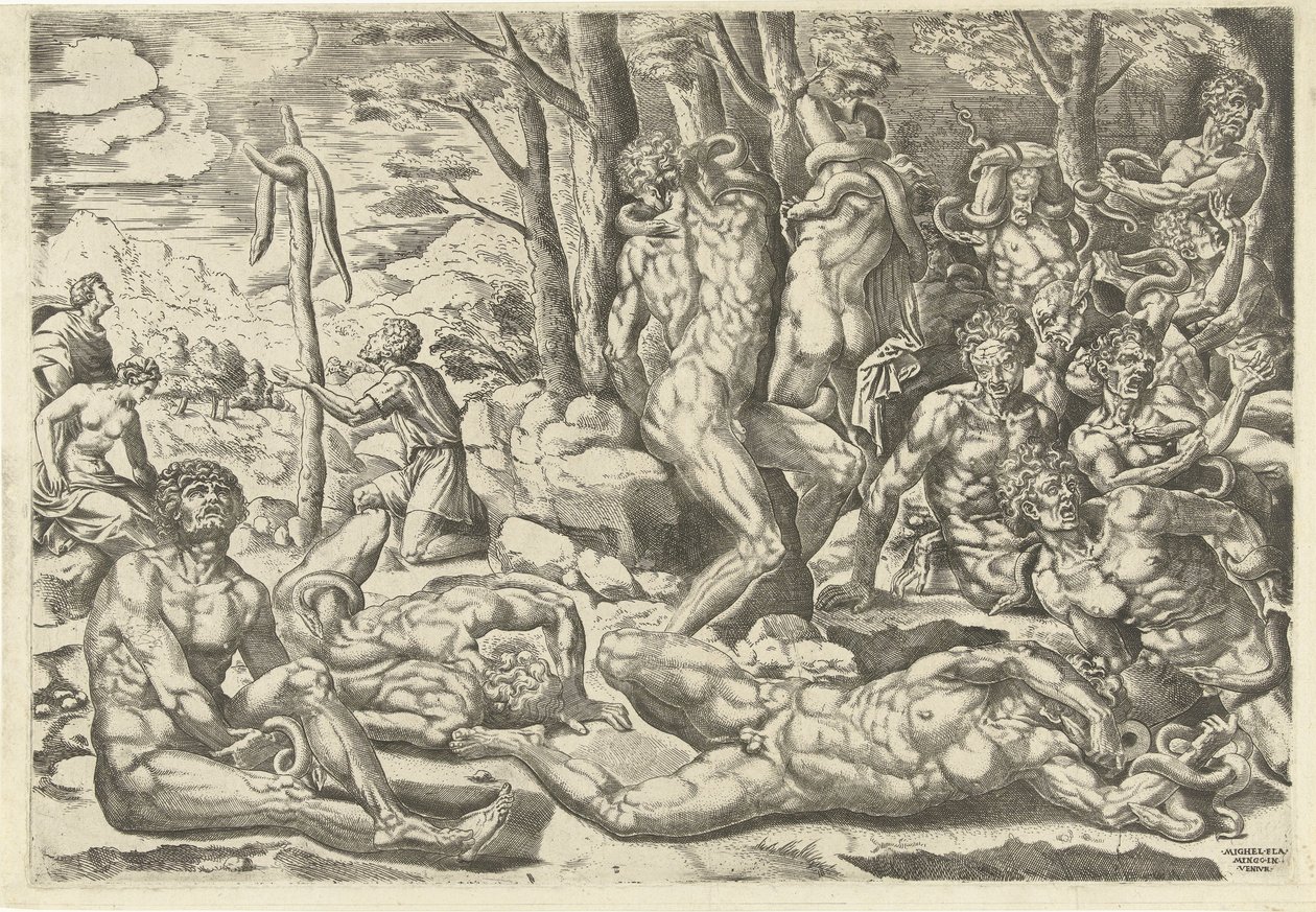 Tilbedelsen av den frekke slangen av Michiel Coxie (I) (attributed to)