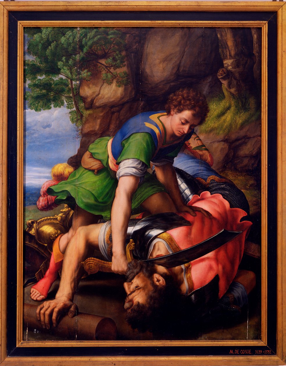 ""David og Goliat"" Maleri av Michiel Coxcie av Michiel I Coxie or Coxcie