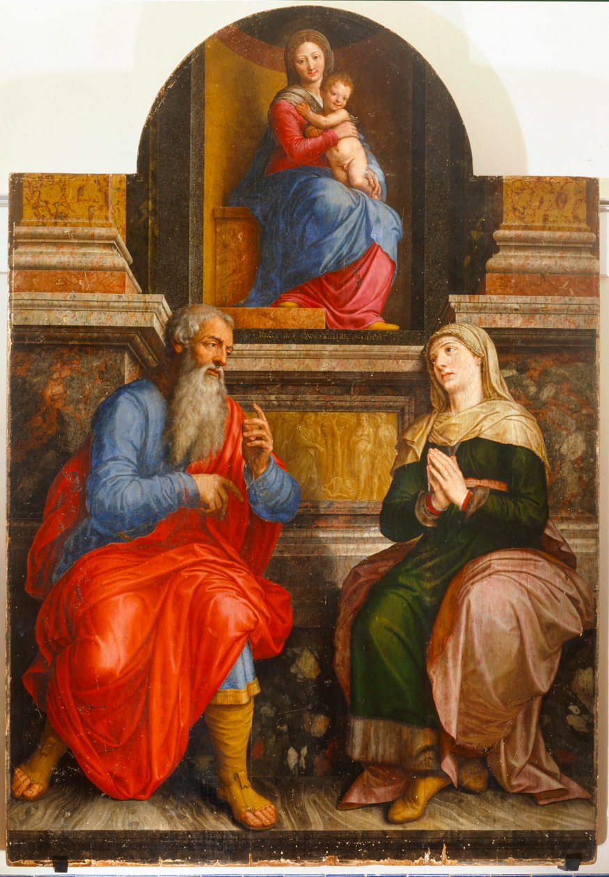 Madonna, Joachim og Anna, foreldrene hennes av Michiel I Coxie or Coxcie