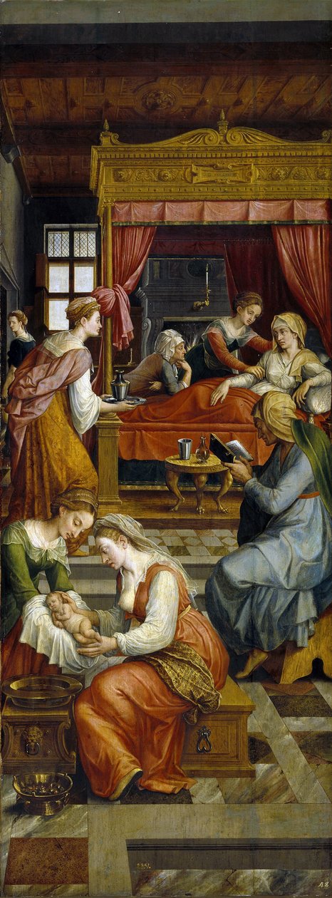 The Birth of the Virgin av Coxcie av Michiel I Coxie or Coxcie