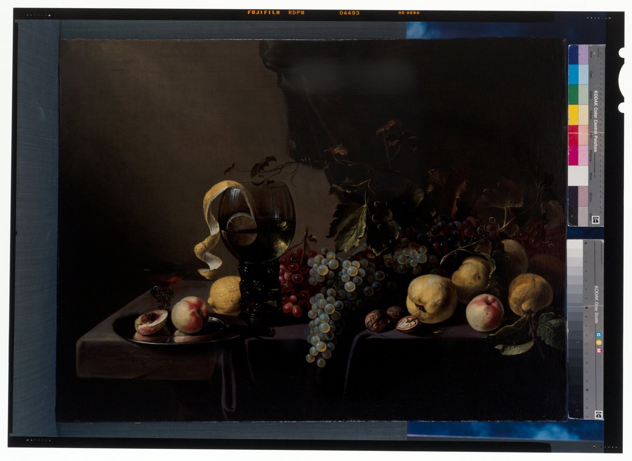 Stilleben med frukt og druer av Michiel Simons