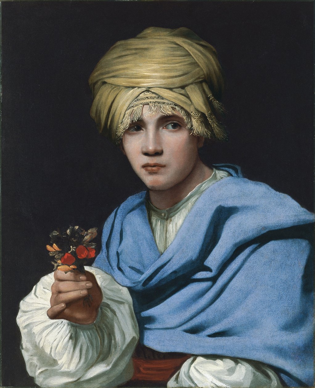 Gutt i turban som holder en nosegay av Michiel Sweerts