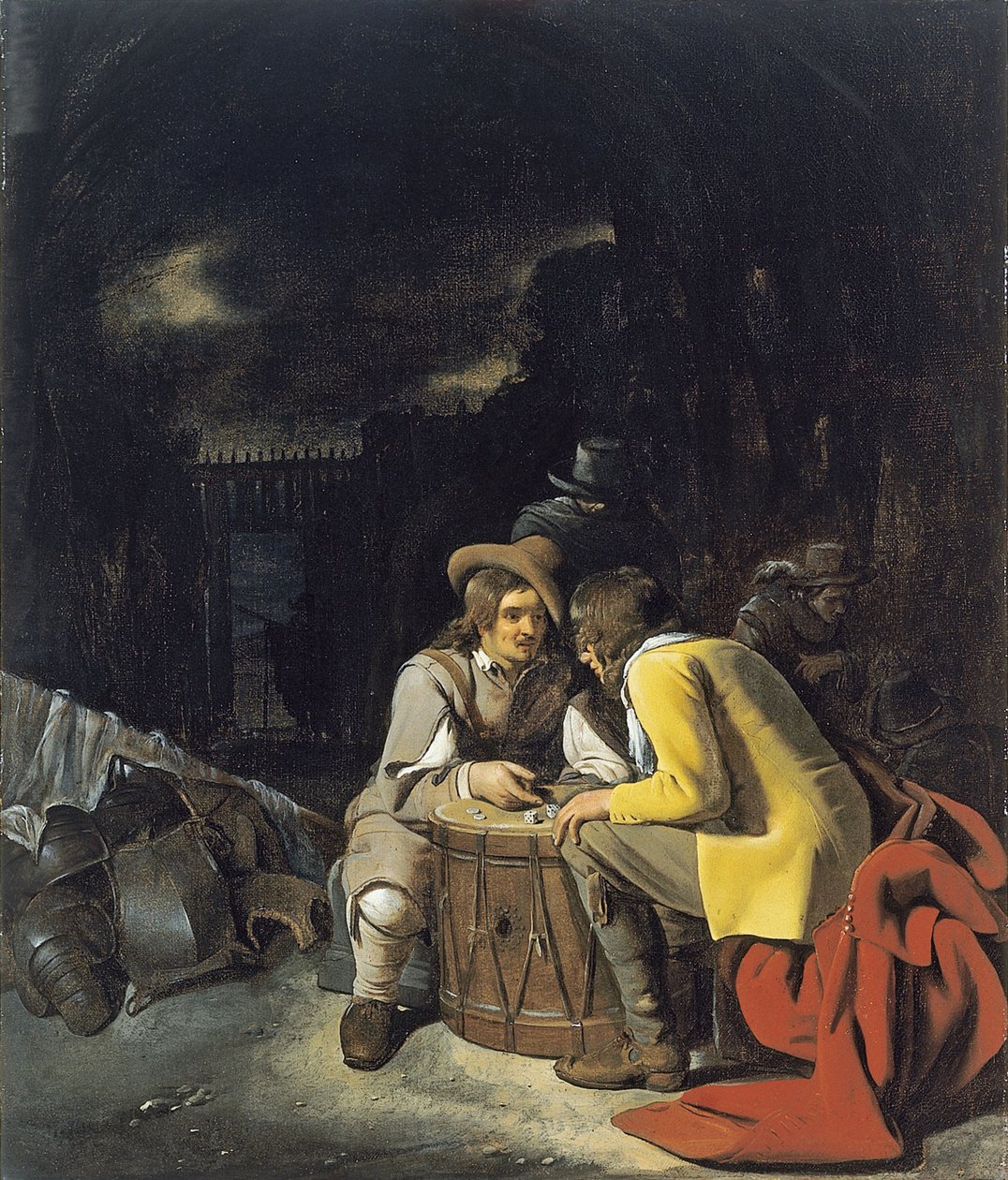 Soldater som spiller terninger av Michiel Sweerts