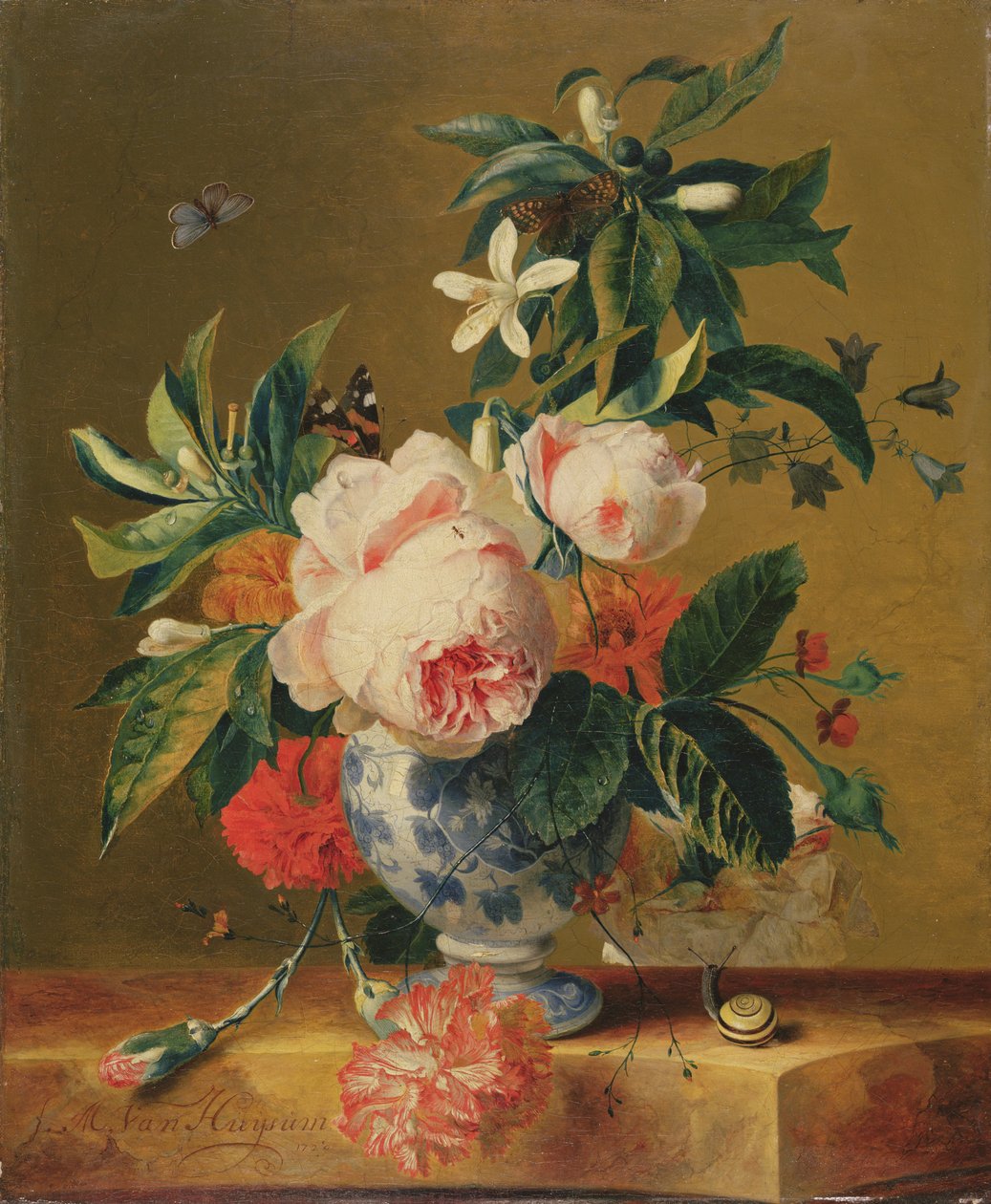 En vase med blomster, 1729 av Michiel Van Huysum