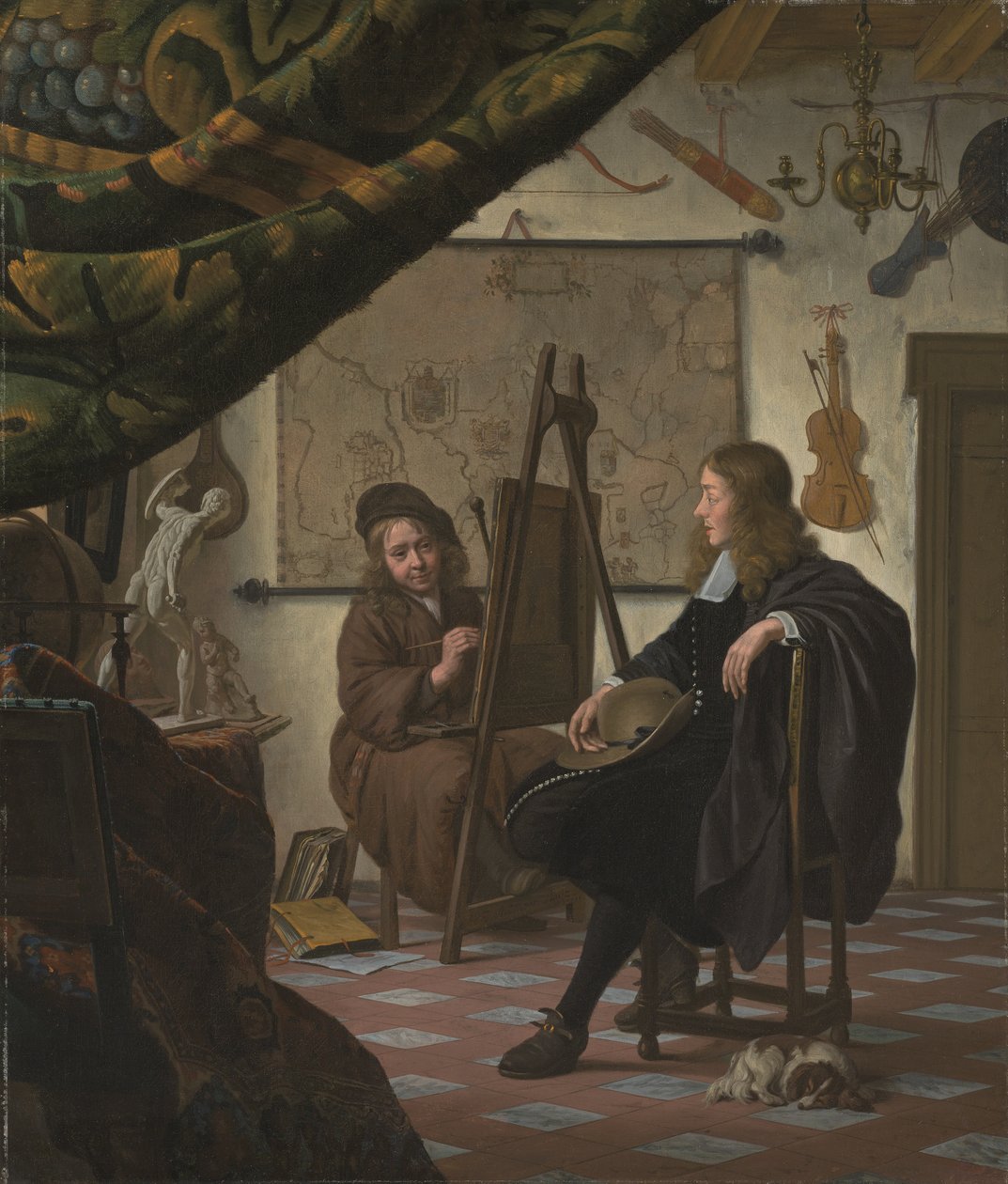 Et selvportrett av kunstneren i hans atelier av Michiel van Musscher