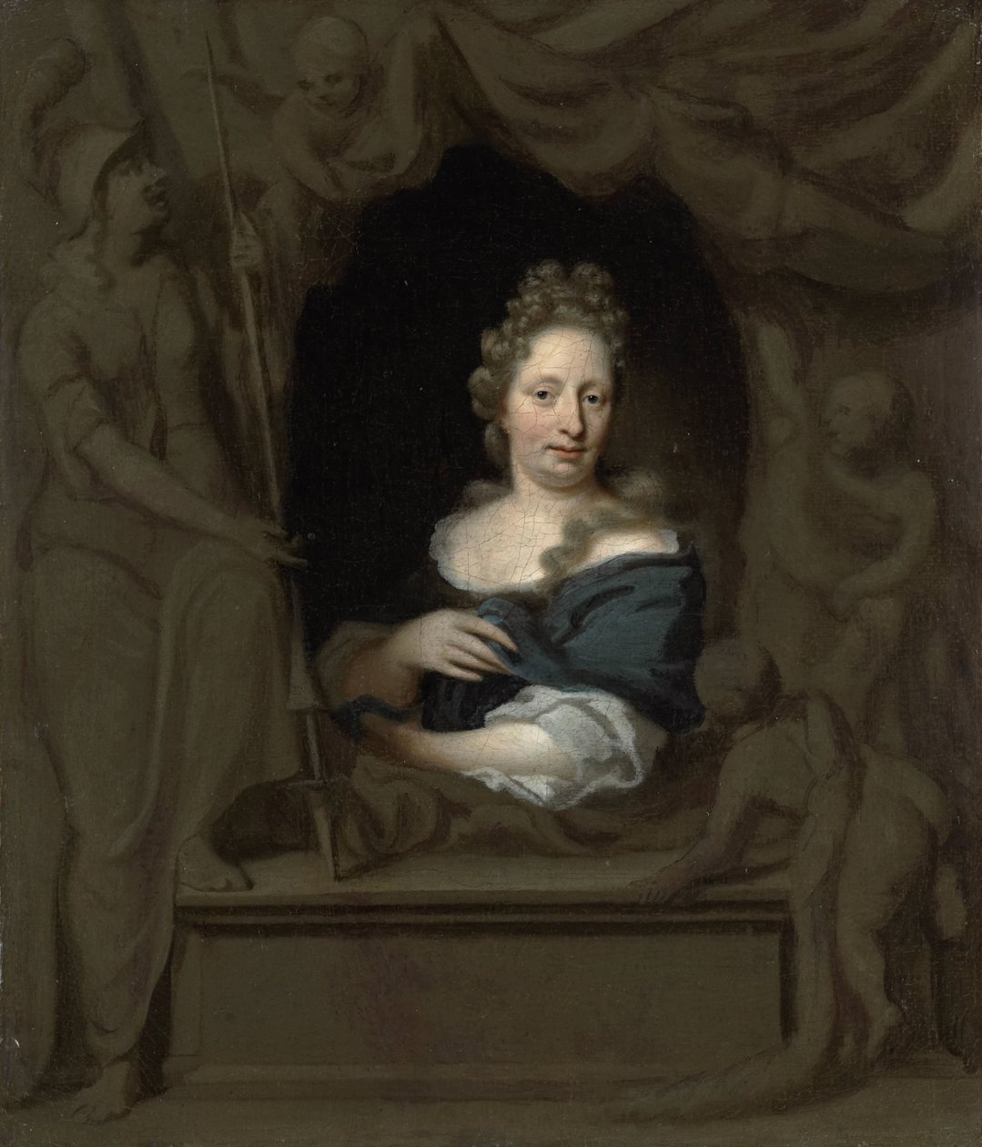 Portrett av Eva Visscher, kone til Michiel van Musscher av Michiel van Musscher