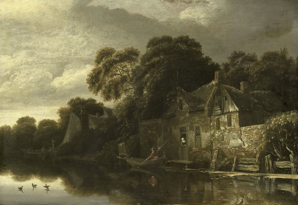 Gammel hytte på vannet av Michiel van Vries