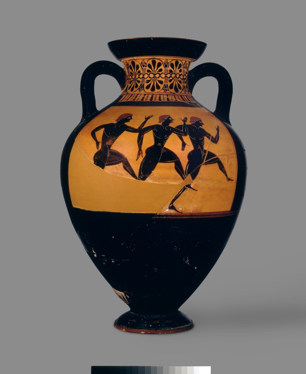 Attisk svartfigur amfora som viser et fotløp, ca. 520-500 f.Kr. (keramikk) (for bakside se også: 100570) av Michigan painter