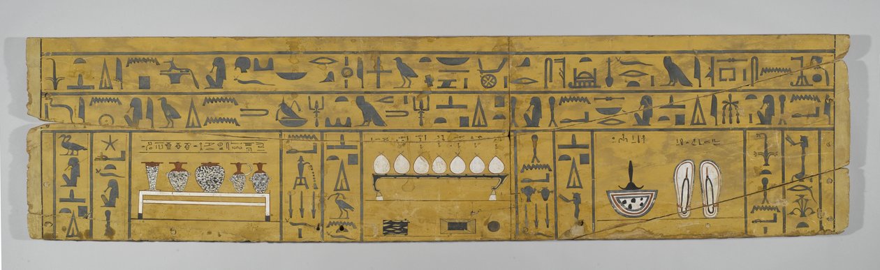 Panel fra kista til en kvinne, ca. 2008-1875 f.Kr. (tre med pigment) av Middle Kingdom Egyptian