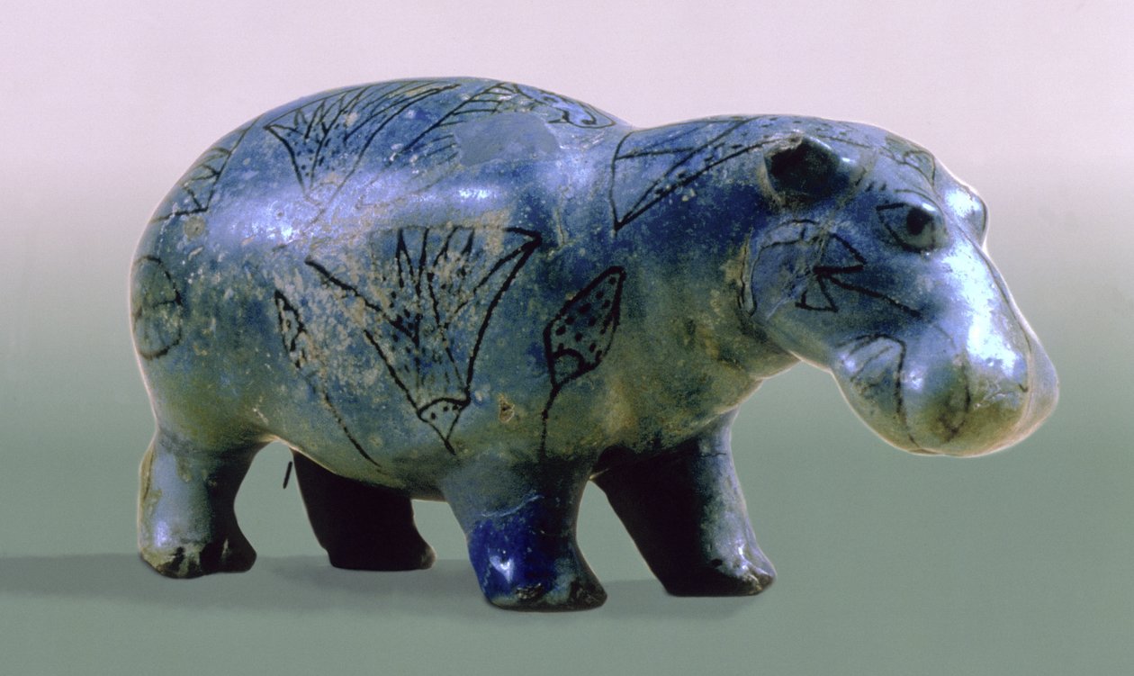 Statuett av en flodhest, 11.–12. dynasti, ca. 2000 f.Kr. (glass) av Middle Kingdom Egyptian