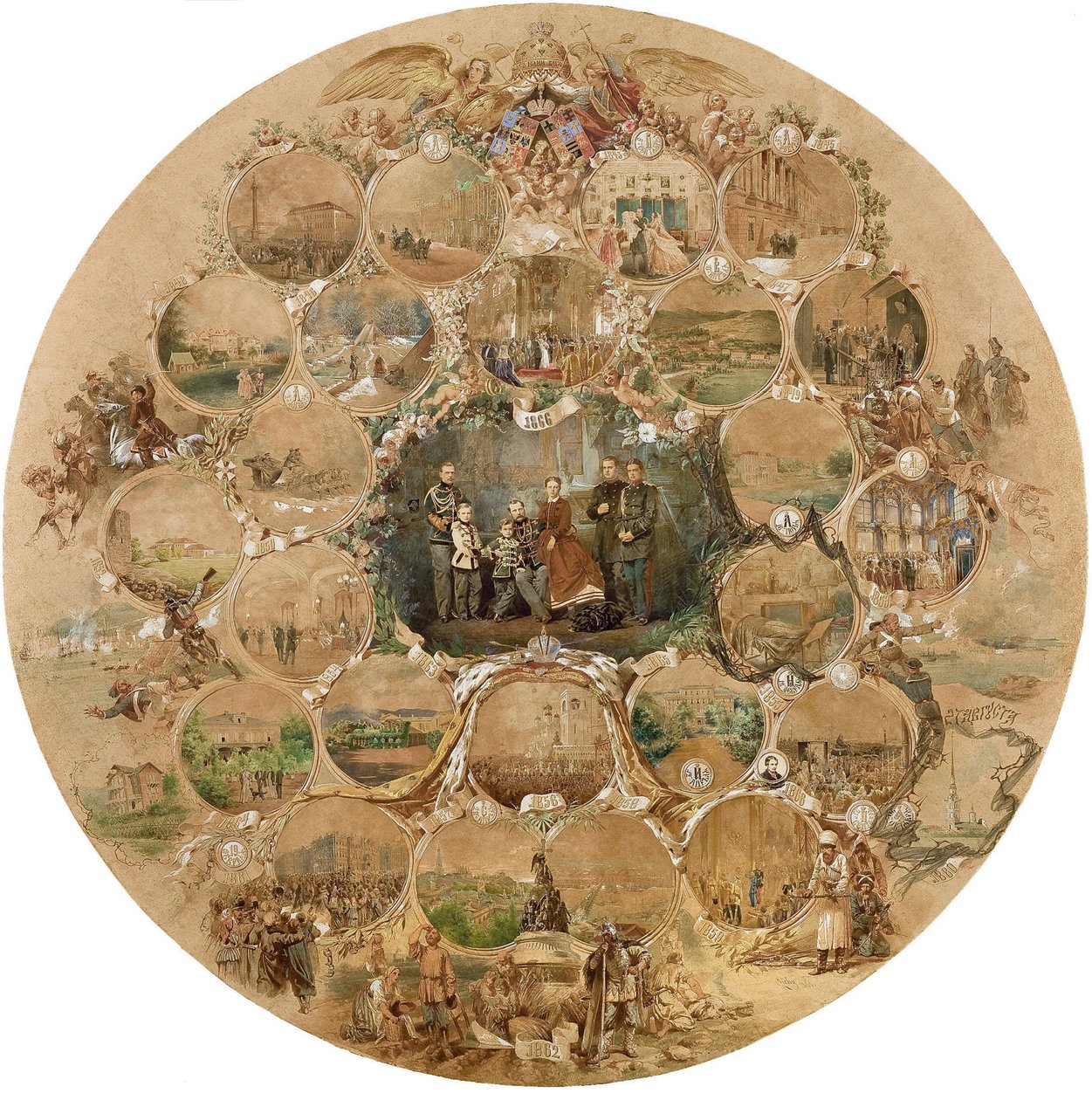 Komposisjon til feiringen av sølvbryllupet til keiser Alexander II, 1866 av Mihaly von Zichy