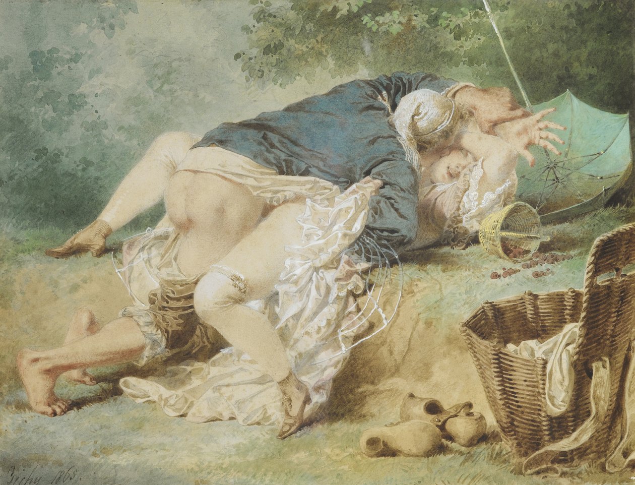 Elskere i en park, 1865 av Mihaly von Zichy
