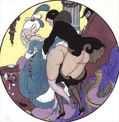 Teacher Assaulting His Pupil, plate 26 fra The Pleasures of Eros, pub. 1901 i Leipzig (heliogravyr) av Mihaly von Zichy