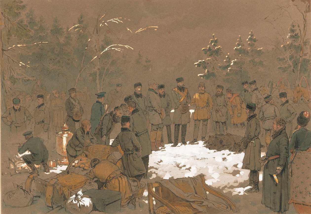 Bjørnejakten til tsar Alexander II, 1872. av Mihaly von Zichy
