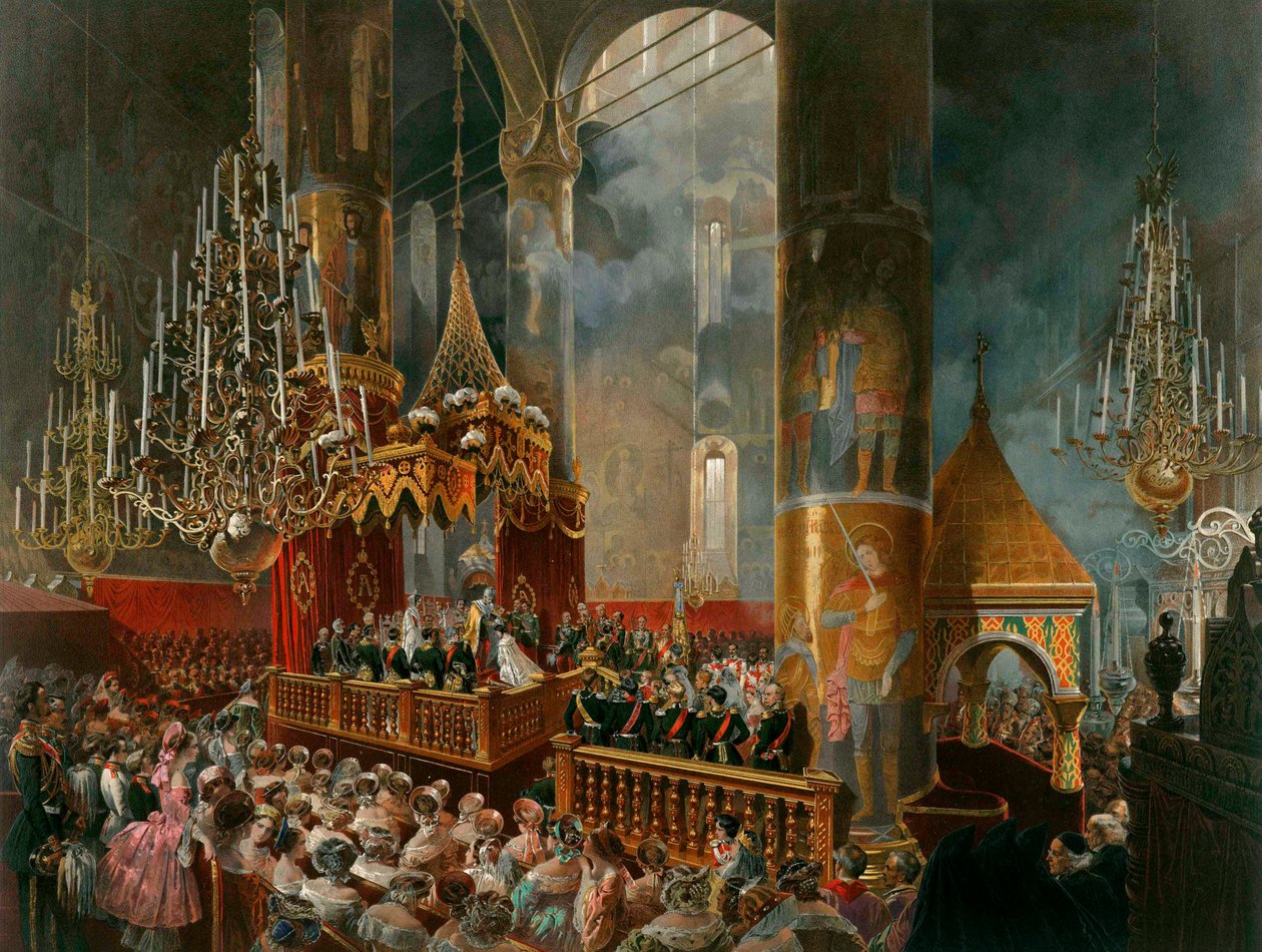 Kroningen av tsarina Maria Alexandrovna fra Russland, Moskva, 1856. av Mihaly von Zichy