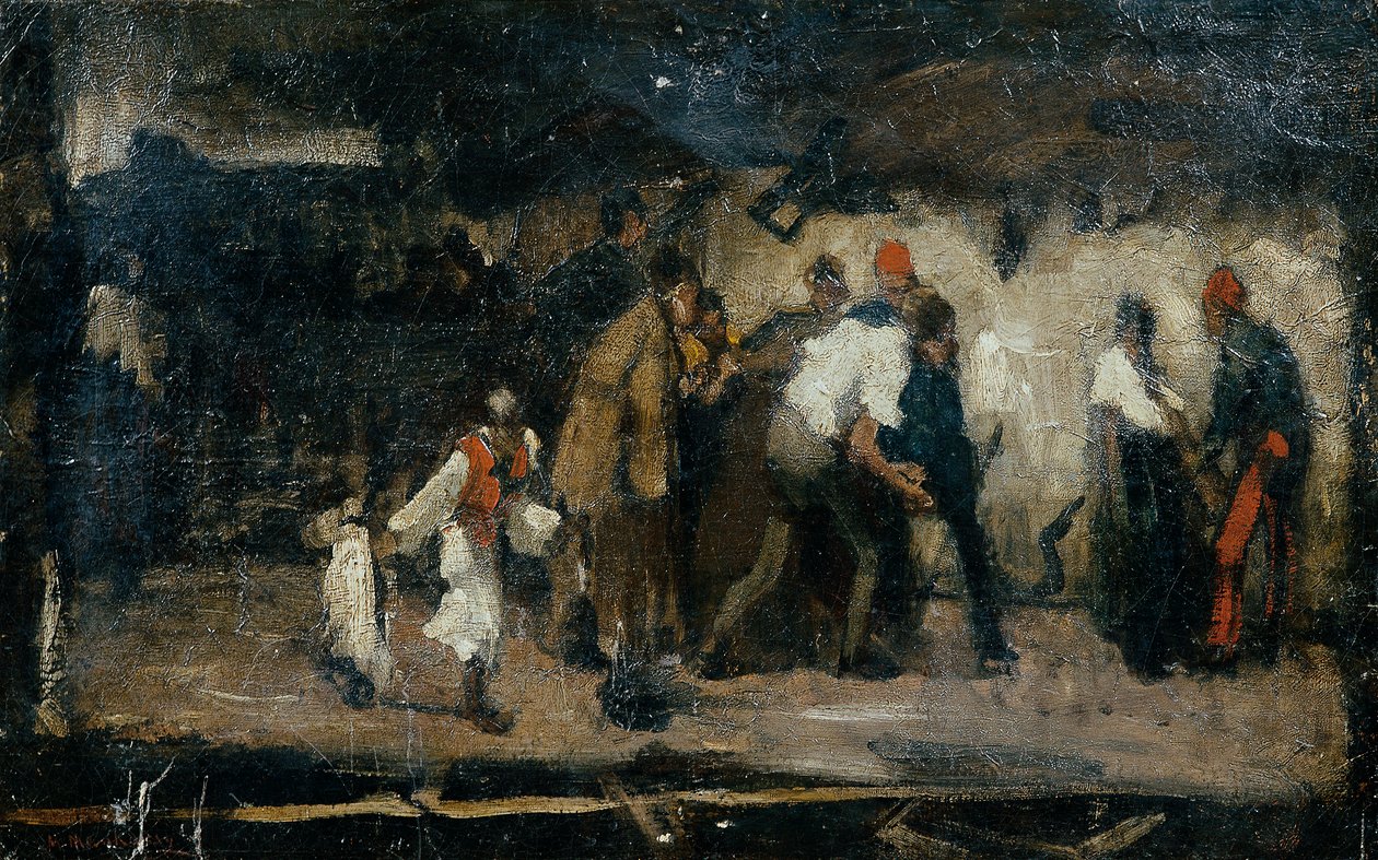 Ungarsk landsbyscene av Mihály von Munkácsy