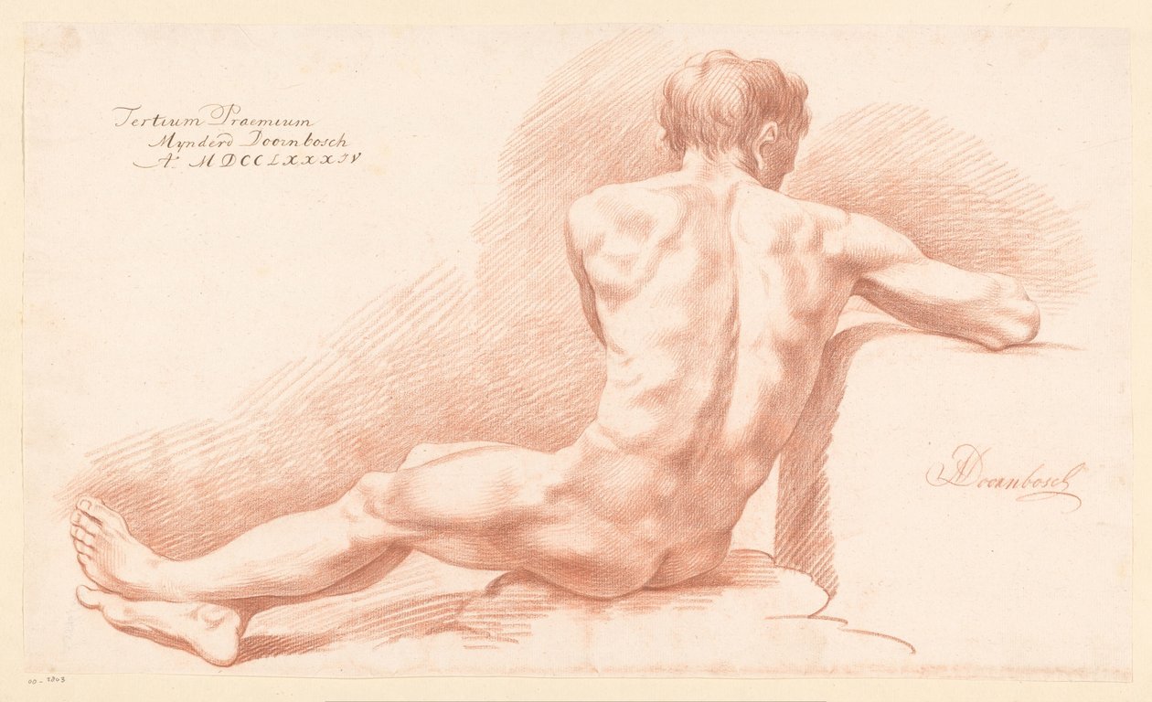 Sittende mann naken, sett fra baksiden (3. pris 1784) av Mijnderd Doornbosch