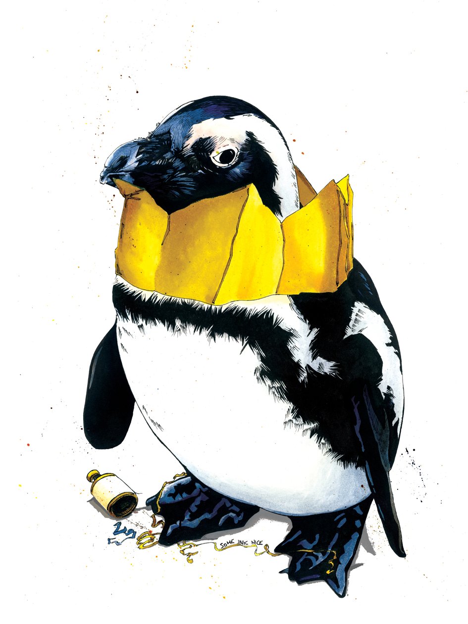 Christmas Penguin on White, 2020 av Mike Davis