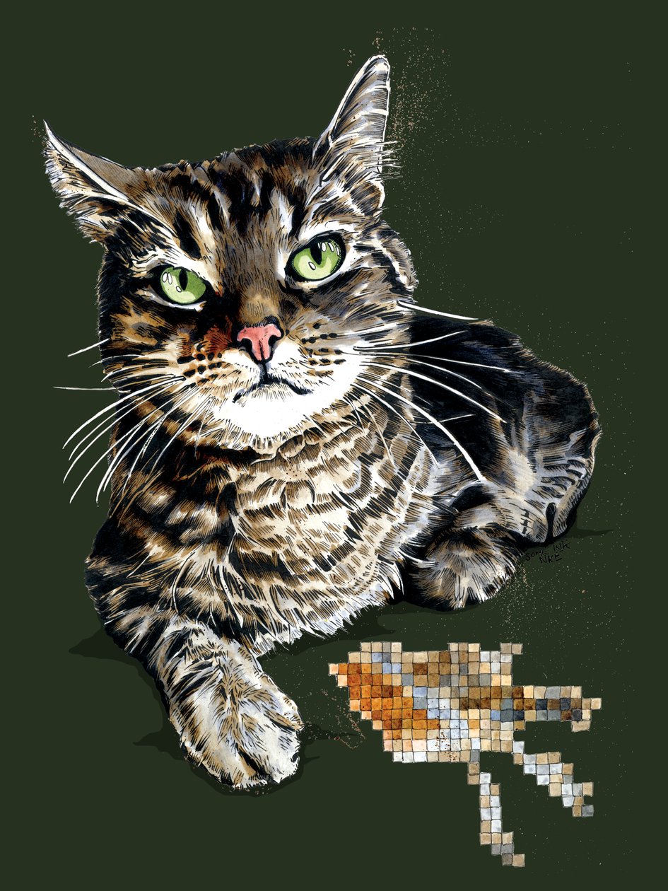 Gift Cat on Forest Green, 2020 av Mike Davis