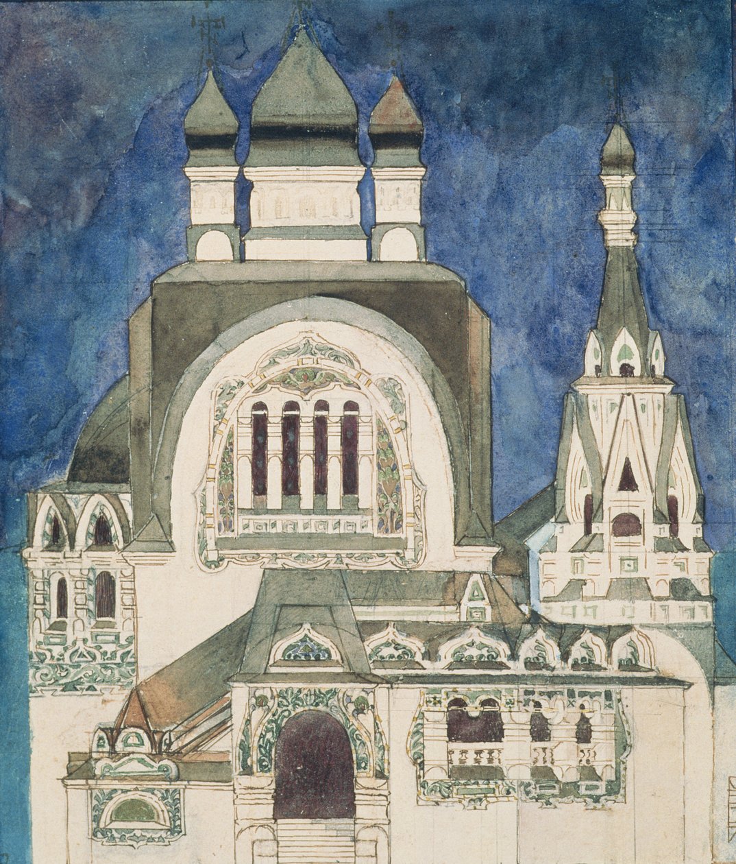 Urealisert design for en kirke i Talashkono, 1899 av Mikhail Aleksandrovich Vrubel