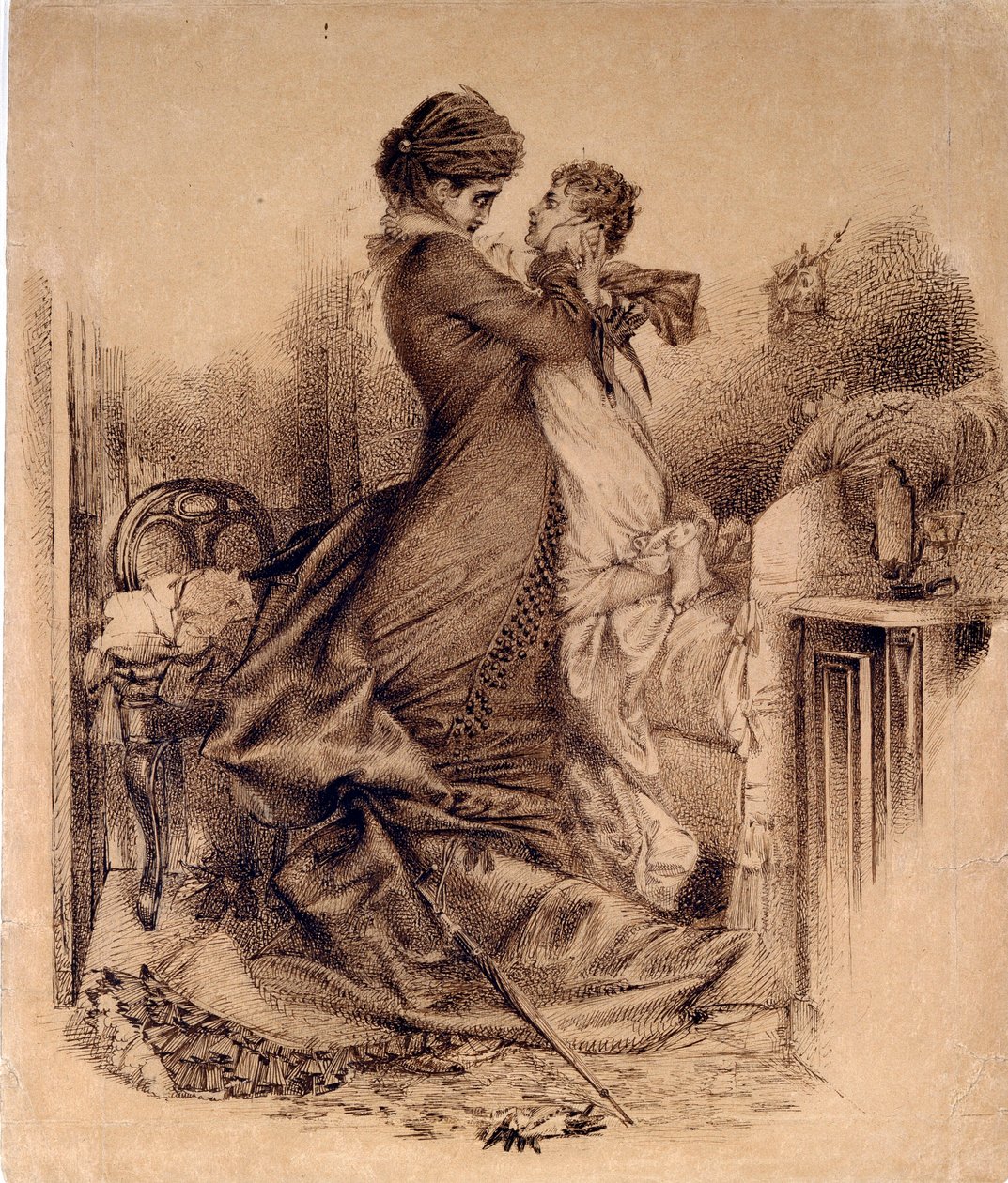 Anna Karenina avec son fils - Illustrasjon til romanen "Anna Karenina"" av Leon Tolstoy av Mikhail Aleksandrovich Vrubel