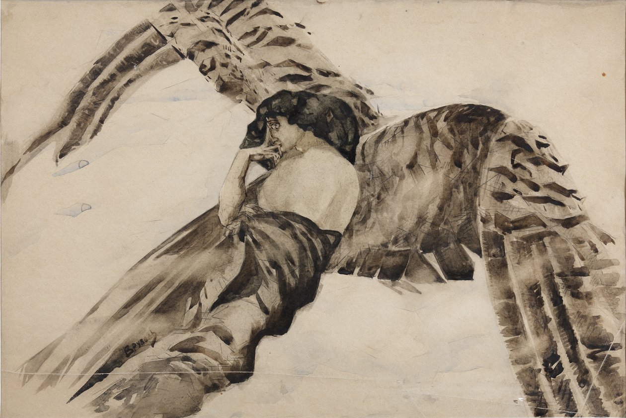 Flyvende demon, 1890-1891 av Mikhail Aleksandrovich Vrubel